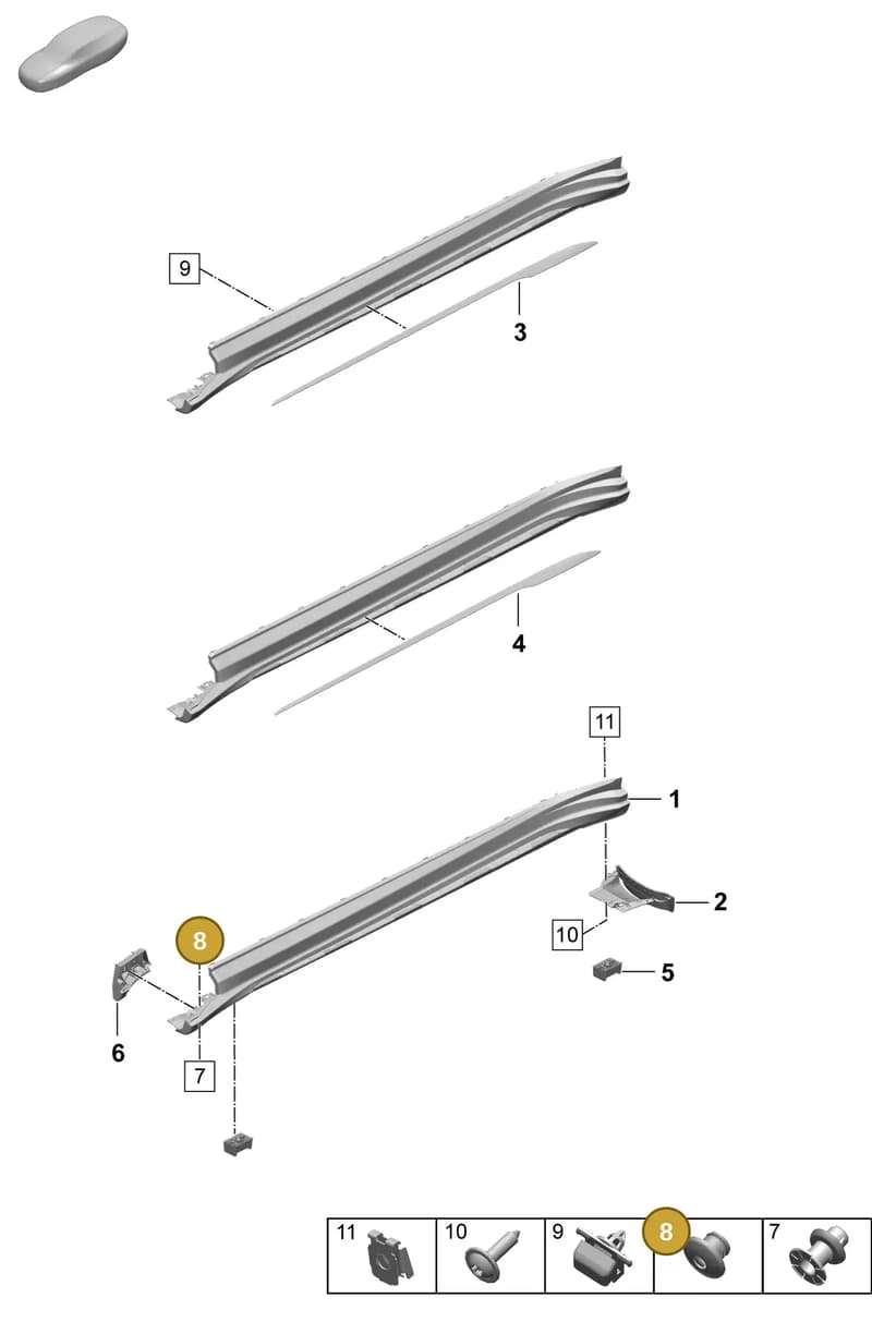 9J1854297 — Porsche Taycan Sport Turismo (2023-2025) diagram p64810280, position 8