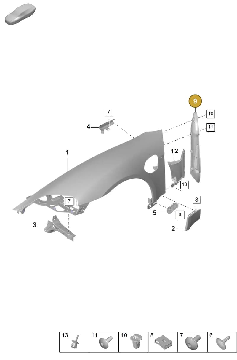 9J1854777COK1 — Porsche Taycan Sport Turismo (2019-2024) diagram p56801600, position 9