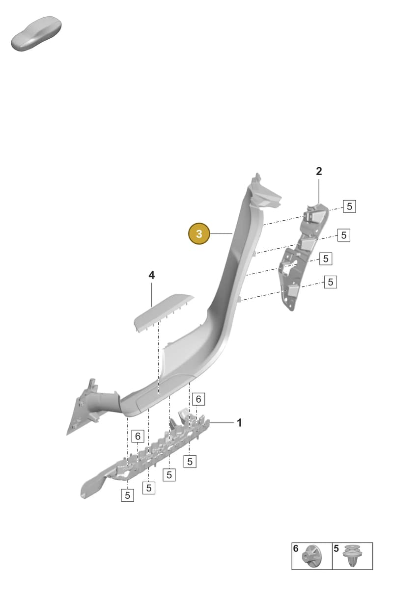9J1863405COU6 — Porsche Taycan Sport Turismo (2019-2024) diagram p56807350, position 3