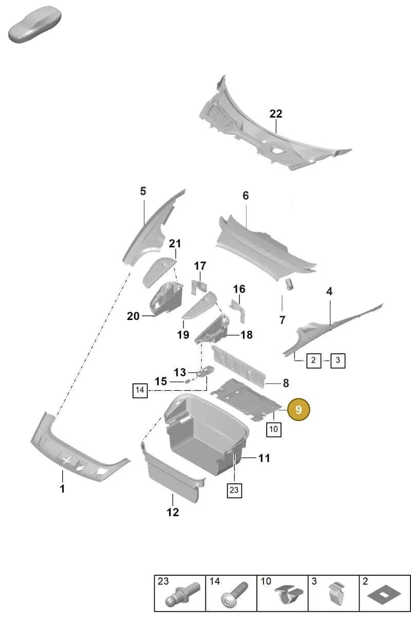 9J1864242B — Porsche Taycan Sport Turismo (2019-2024) diagram p56807000, position 9