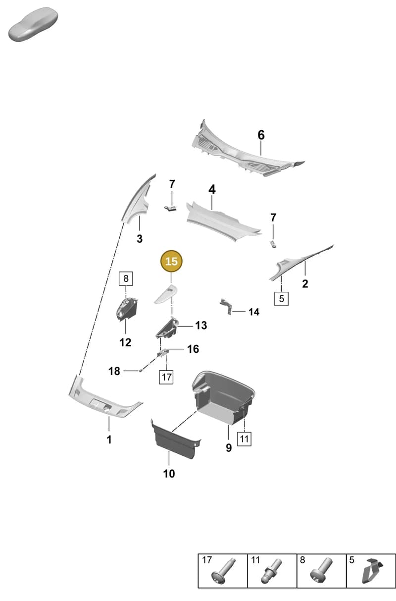 9J1864551OK1 — Porsche Taycan Sport Turismo (2023-) diagram p64807000, position 15