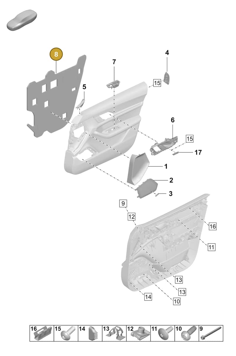 9J1864601 — Porsche Taycan Sport Turismo (2023-2025) diagram p56808450, position 8