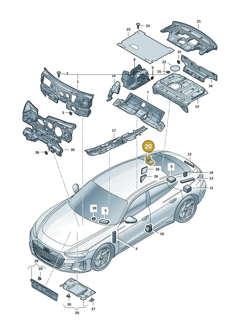 9J1864616A — Audi RS e-tron GT (2020-2025) diagram 4j1863200, position 20