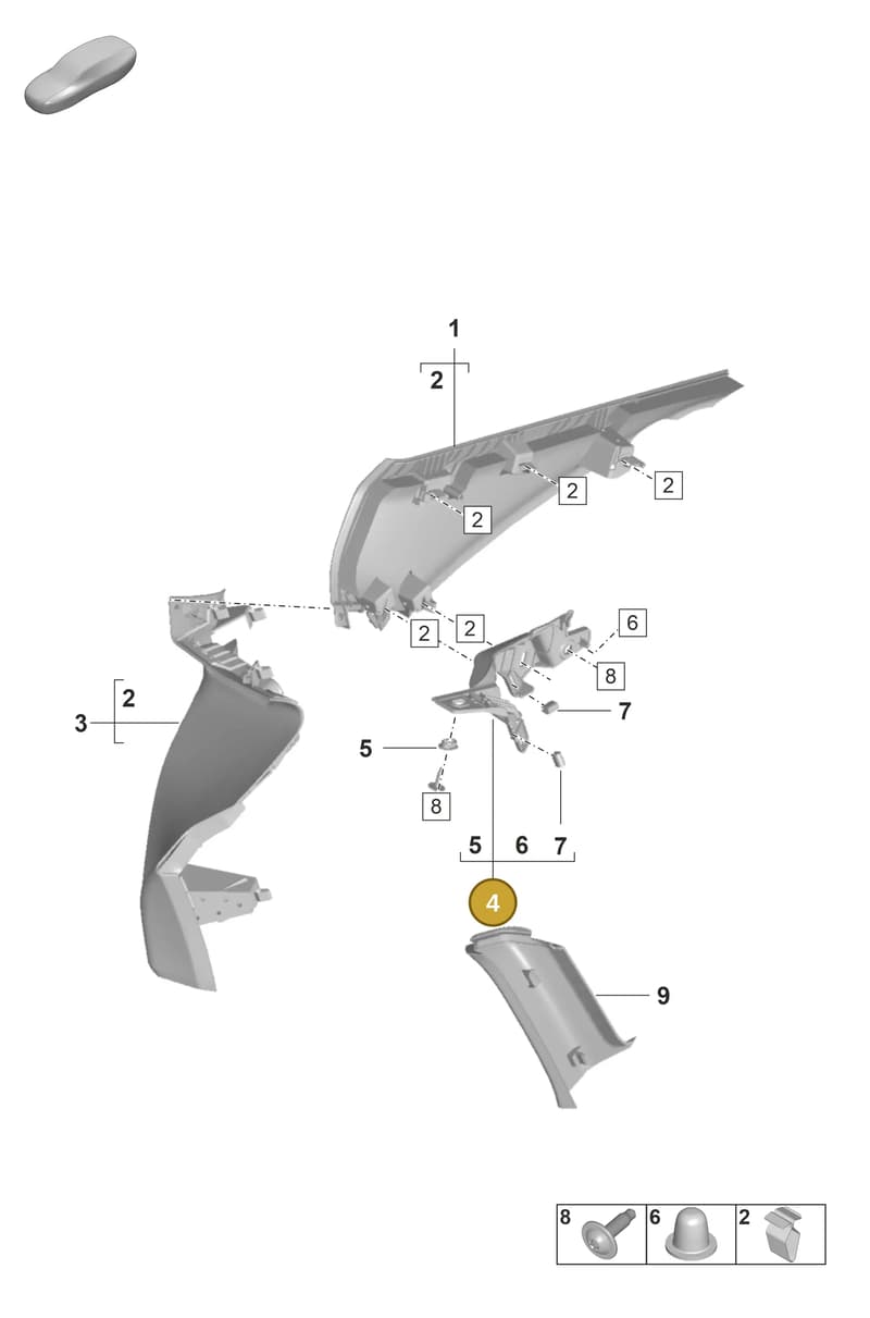 9J1867891A — Porsche Taycan Sport Turismo (2023-2025) diagram p56807220, position 4