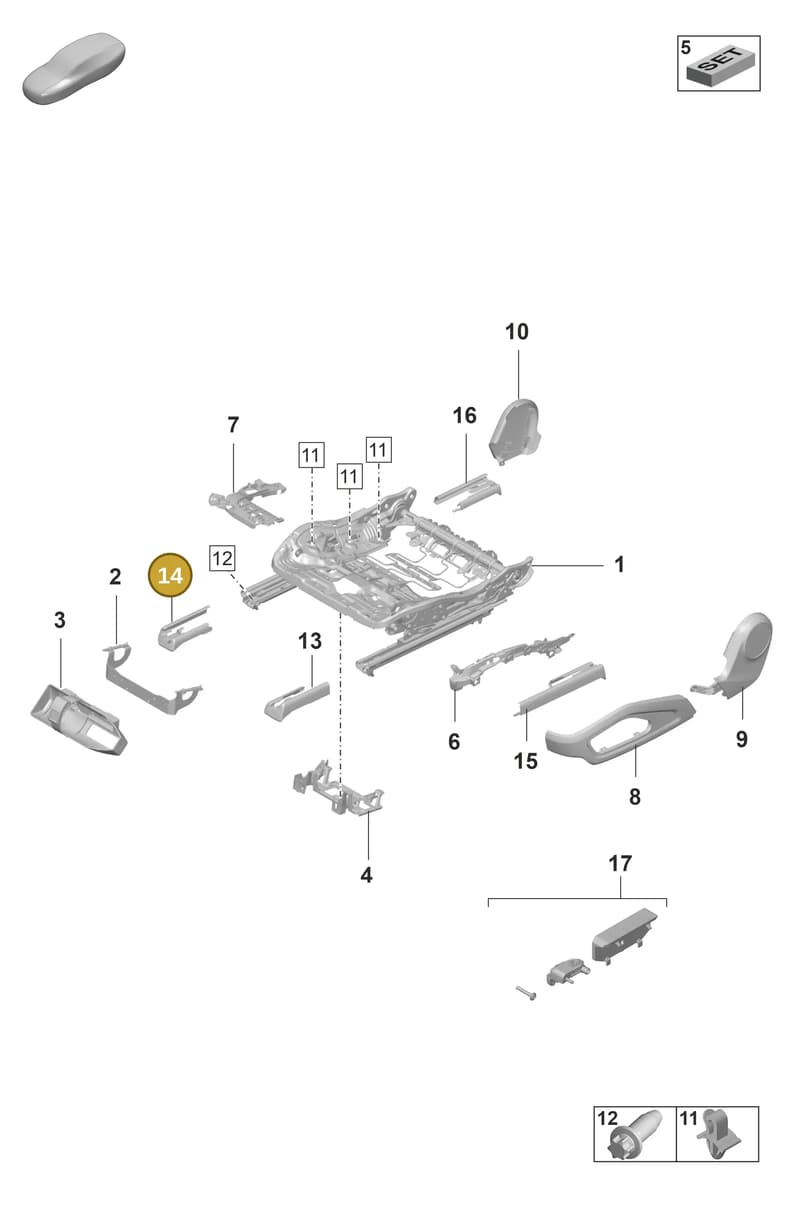 9J18813491E0 — Porsche Taycan Sport Turismo (2019-2024) diagram p56817100, position 14