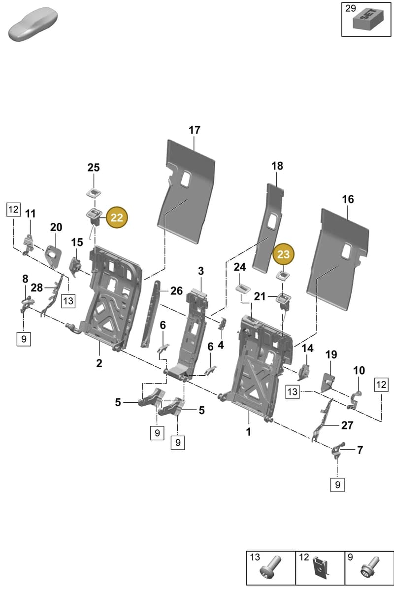 9J1885817OS1 — Porsche Taycan Sport Turismo (2023-) diagram p64818010, position 22+23