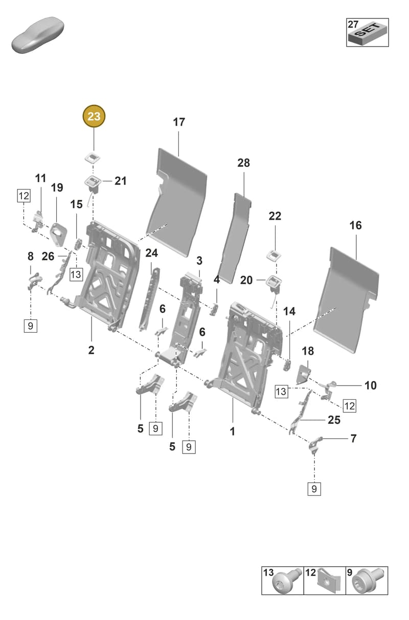 9J18858185Q0 — Porsche Taycan Sport Turismo (2019-2024) diagram p56818010, position 23