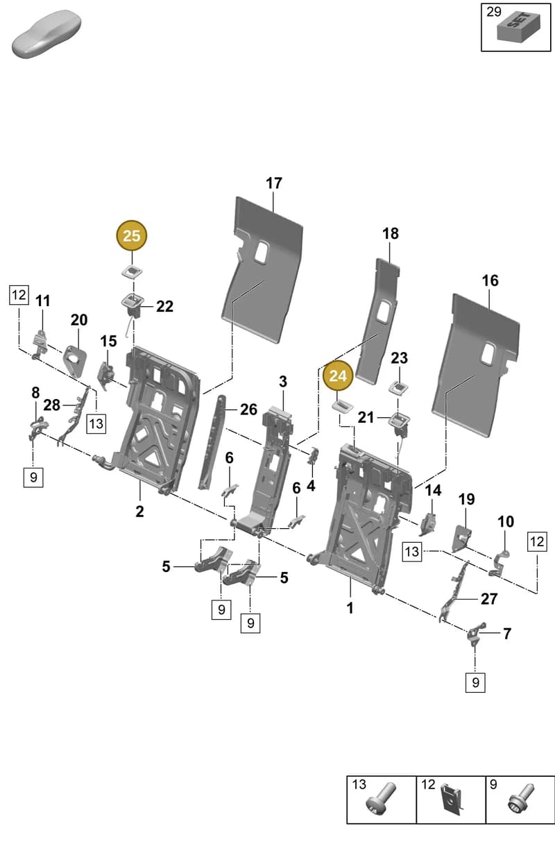 9J18858185Q0 — Porsche Taycan Sport Turismo (2023-) diagram p64818010, position 24+25