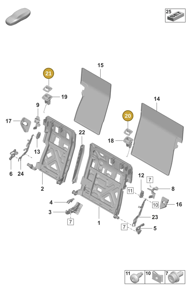 9J1885818OU6 — Porsche Taycan Sport Turismo (2023-) diagram p56818000, position 20+21