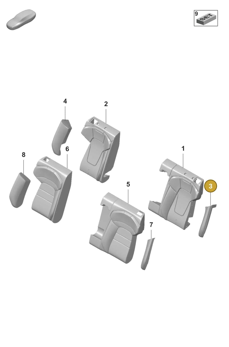 9J1885891F — Porsche Taycan Sport Turismo (2023-2025) diagram p56818300, position 3