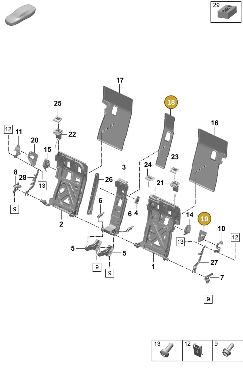 9J18859331E0 — Porsche Taycan Sport Turismo (2023-) diagram p64818010, position 18+19