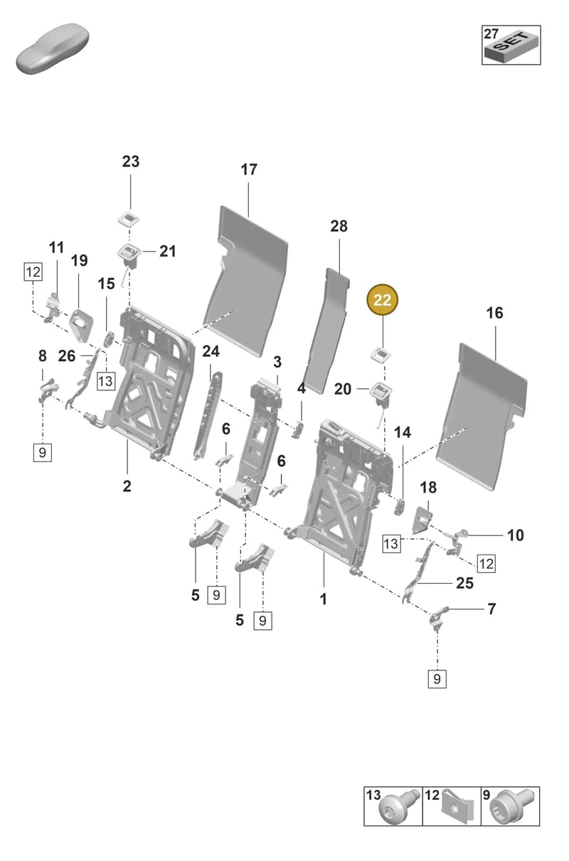 9J1885944OS1 — Porsche Taycan Sport Turismo (2019-2024) diagram p56818010, position 22