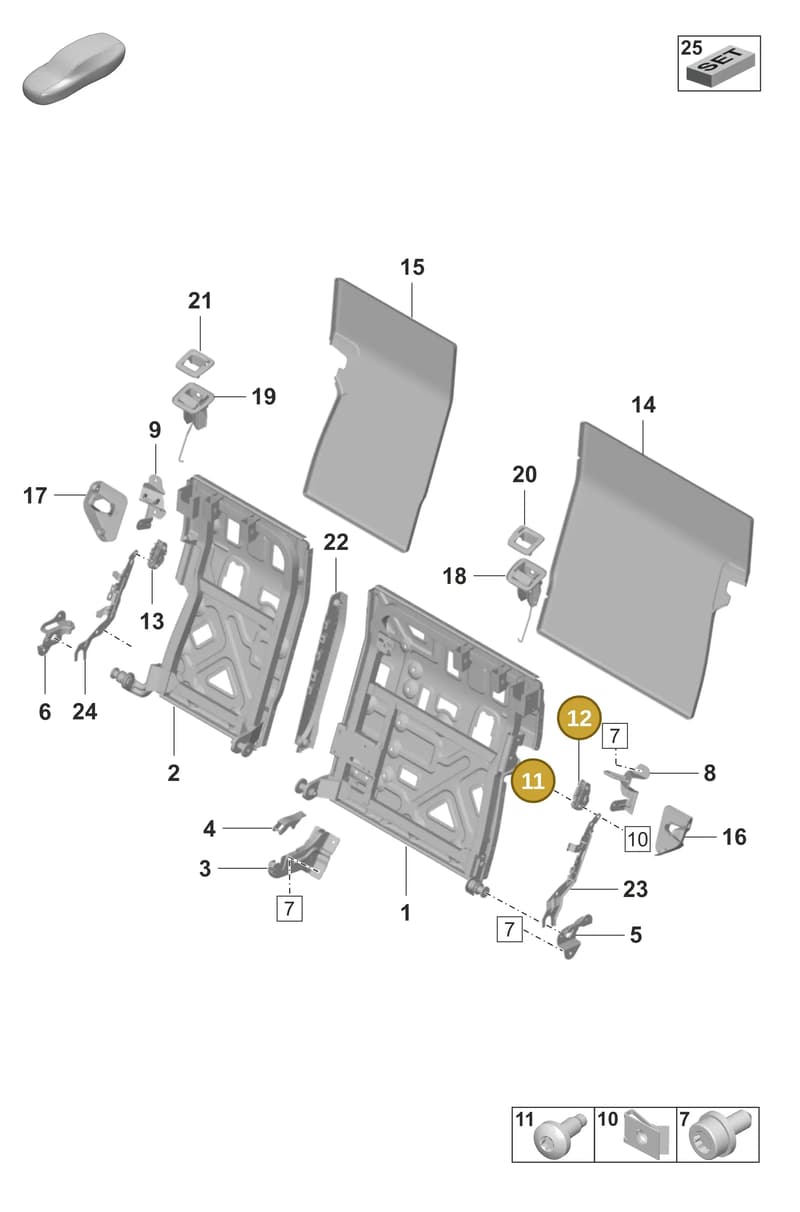 9J1886481 — Porsche Taycan Sport Turismo (2019-2024) diagram p56818020, position 11+12