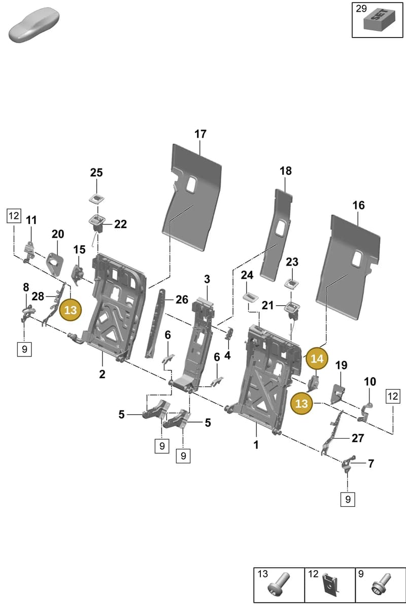 9J1886481 — Porsche Taycan Sport Turismo (2023-2025) diagram p64818010, position 13+14