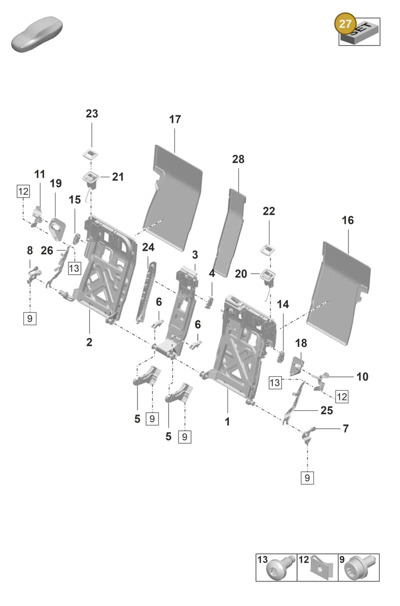 9J1898283A — Porsche Taycan Sport Turismo (2019-2024) diagram p56818010, position 27