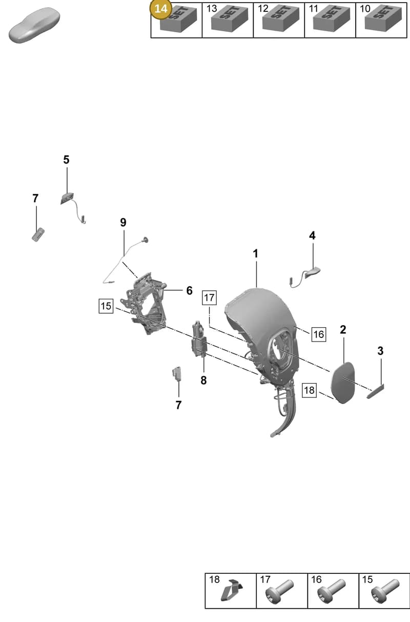 9J1898352K — Porsche Taycan Sport Turismo (2023-2025) diagram p64801410, position 14