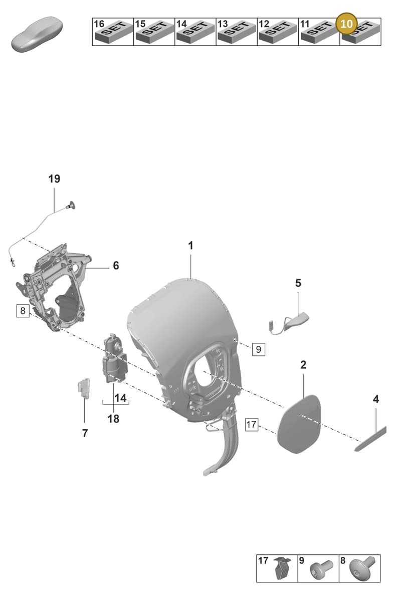 9J1898352L — Porsche Taycan Sport Turismo (2019-2024) diagram p56801610, position 10