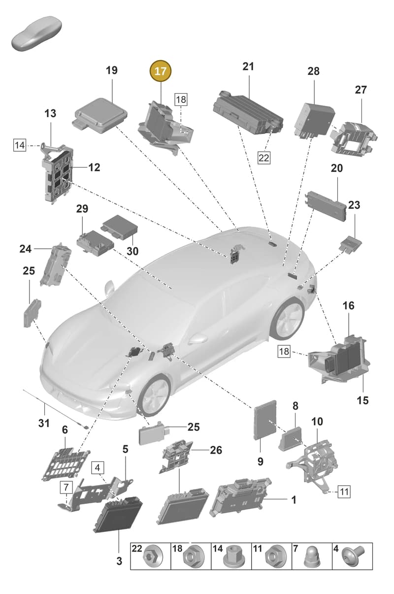 9J1907376E — Porsche Taycan Sport Turismo (2019-2024) diagram p56901040, position 17