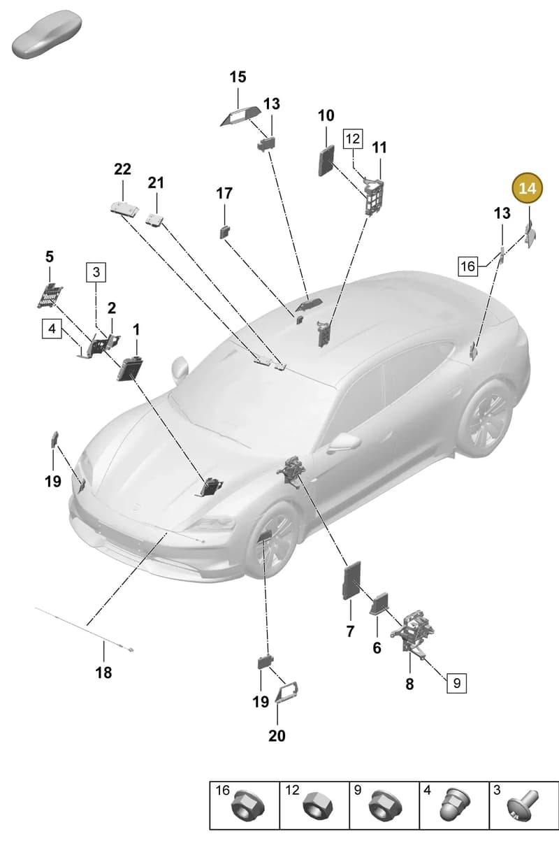 9J1907509A — Porsche Taycan Sport Turismo (2023-2025) diagram p64901300, position 14