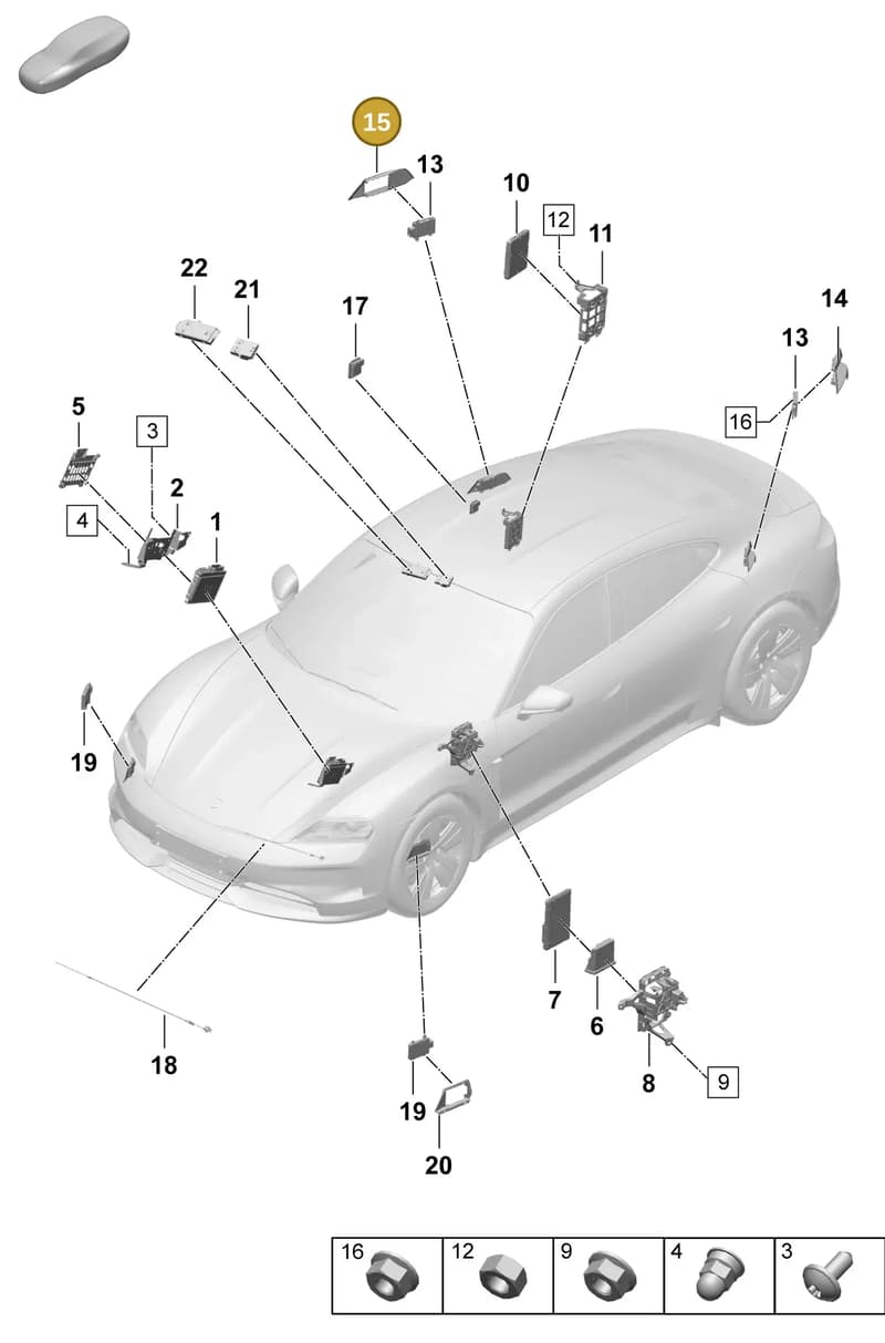 9J1907510A — Porsche Taycan Sport Turismo (2023-2025) diagram p64901300, position 15