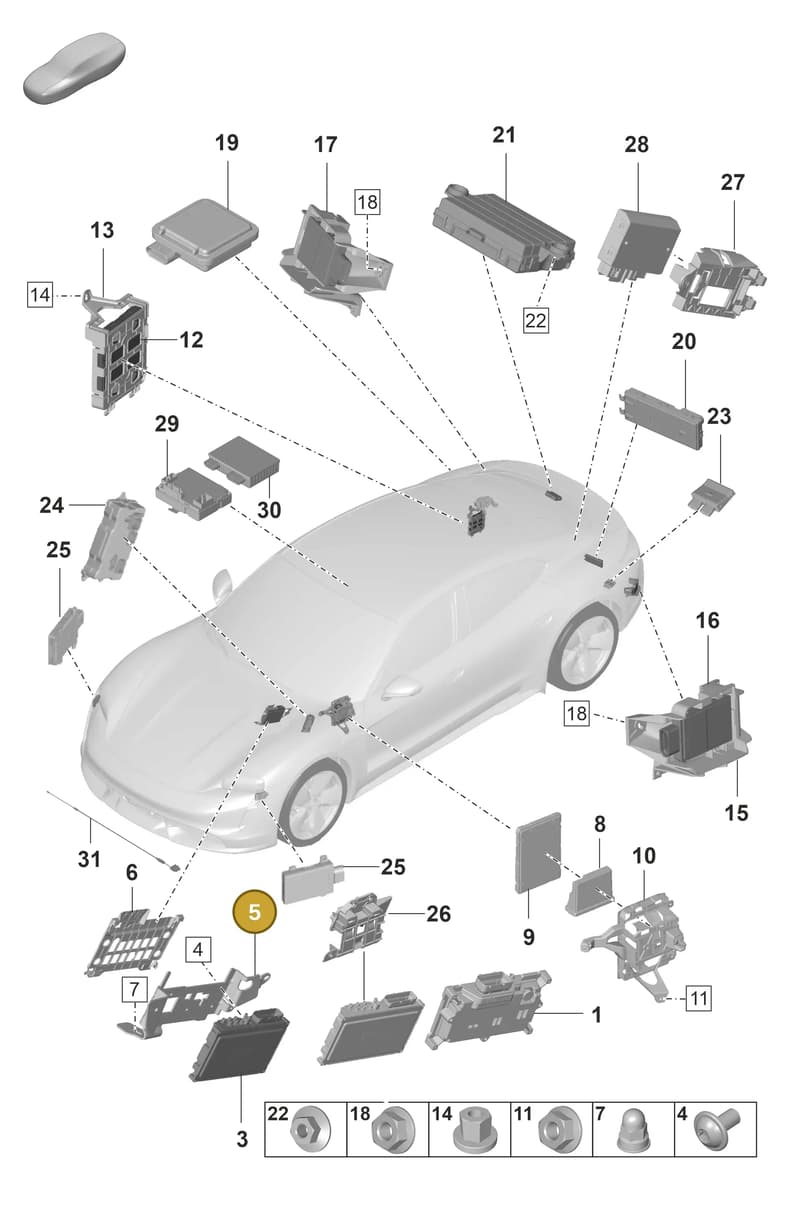 9J1907682A — Porsche Taycan Sport Turismo (2019-2024) diagram p56901040, position 5