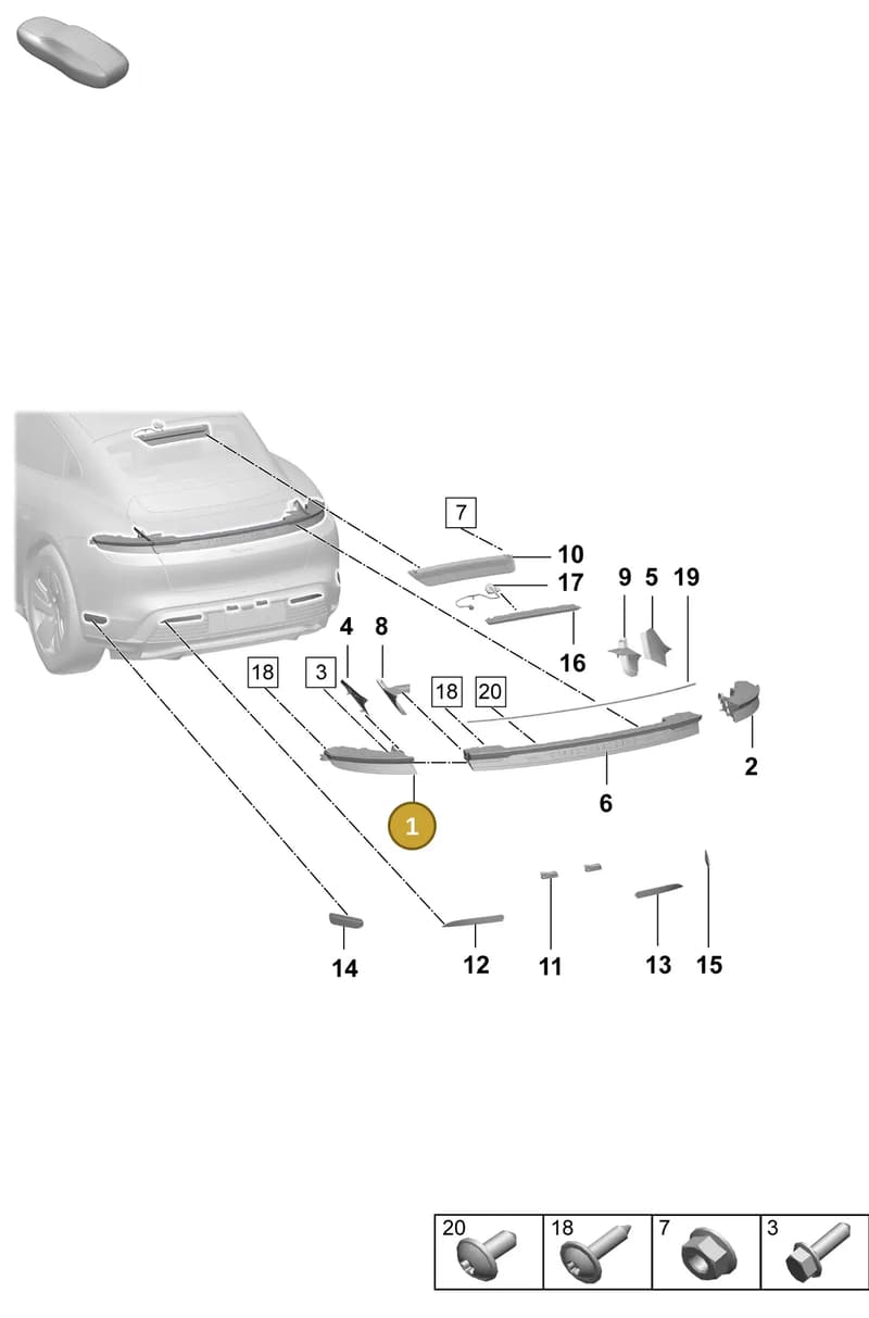 9J1945095A — Porsche Taycan Sport Turismo (2023-2025) diagram p64908400, position 1
