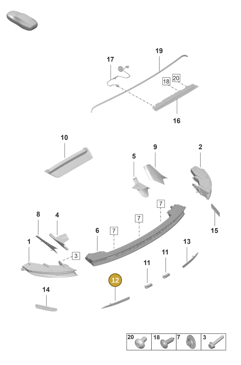 9J1945103E — Porsche Taycan Sport Turismo (2019-2024) diagram p56905050, position 12