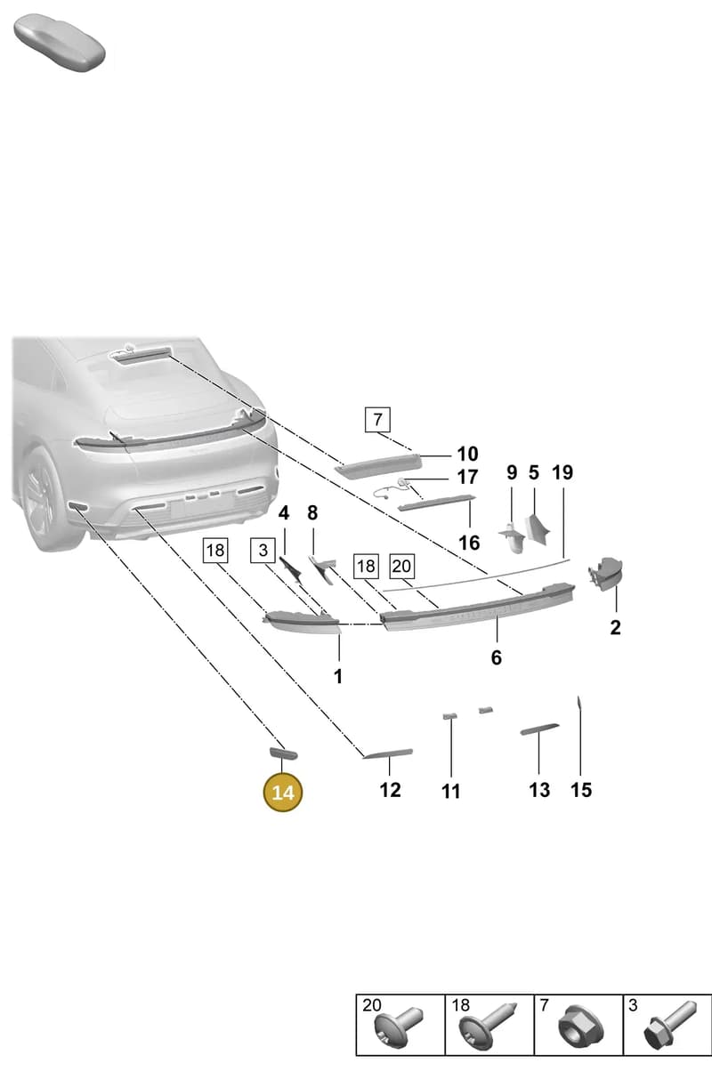 9J1945105AC — Porsche Taycan Sport Turismo (2023-2025) diagram p64908400, position 14
