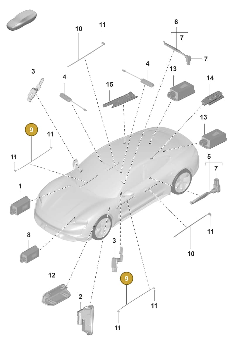 9J1947145 — Porsche Taycan Sport Turismo (2019-2024) diagram p56903040, position 9