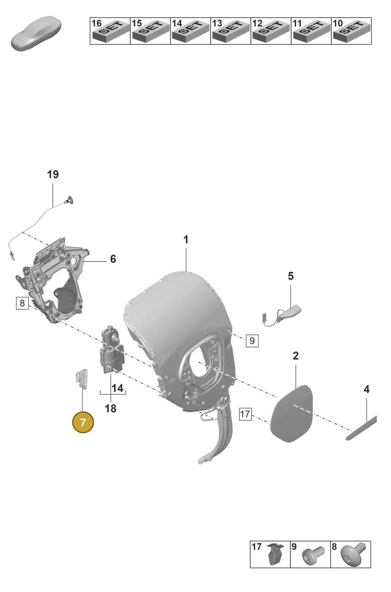 9J1947211A — Porsche Taycan Sport Turismo (2019-2024) diagram p56801610, position 7