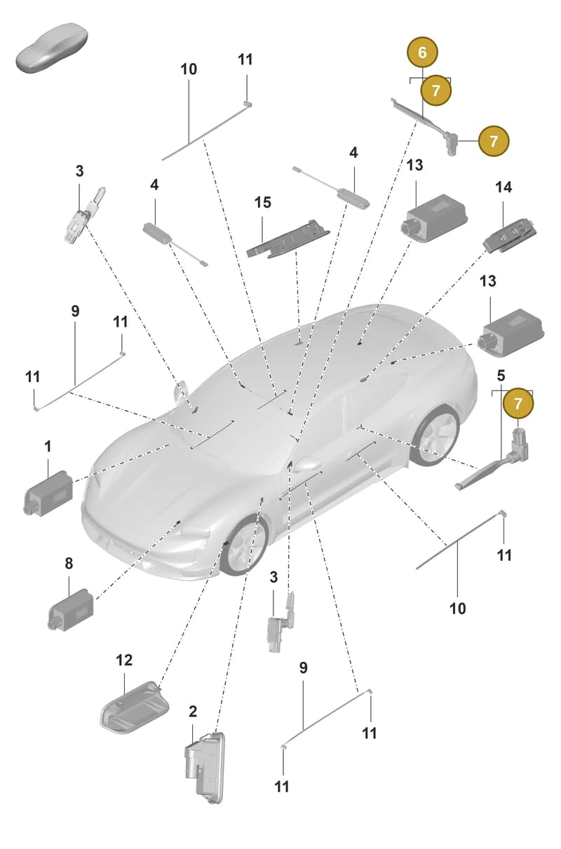 9J1947267 — Porsche Taycan Sport Turismo (2019-2024) diagram p56903040, position 6+7