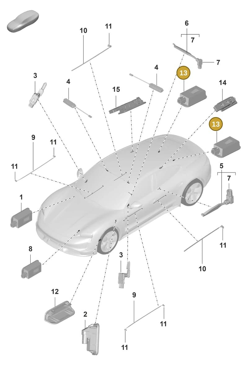 9J1947415E — Porsche Taycan Sport Turismo (2019-2024) diagram p56903040, position 13