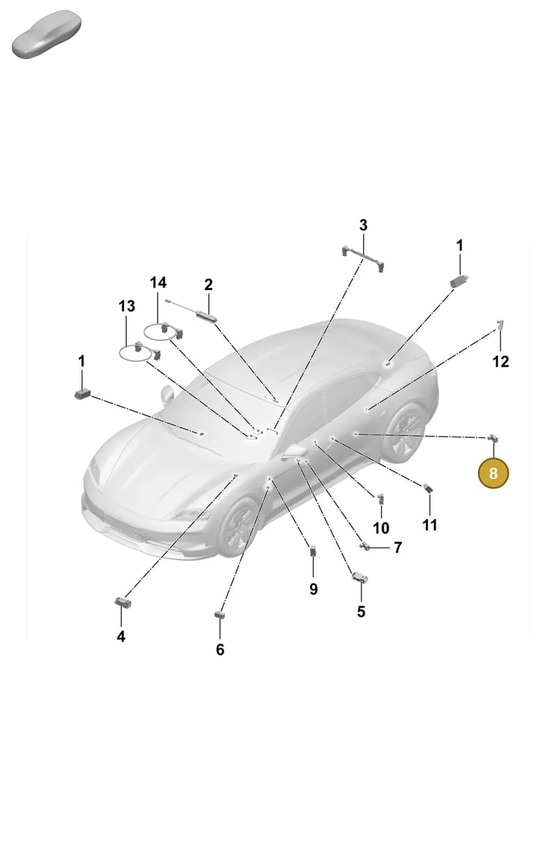 9J1947581T — Porsche Taycan Sport Turismo (2023-2025) diagram p64905200, position 8