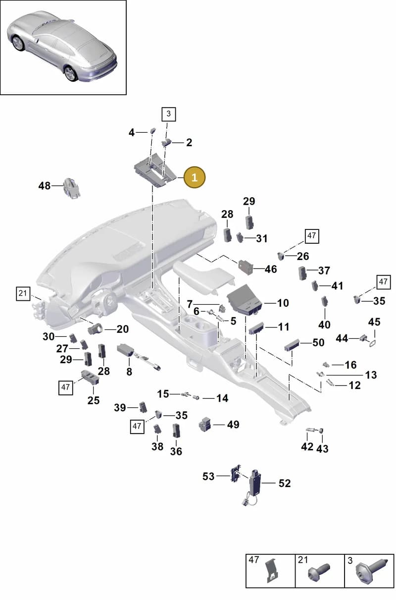 9J1953502MHUO — Porsche Panamera (2020-2023) diagram p49903010, position 1
