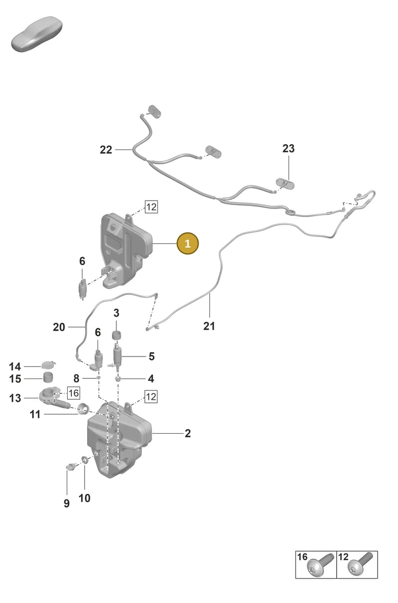 9J1955449F — Porsche Taycan Sport Turismo (2019-2024) diagram p56904100, position 1