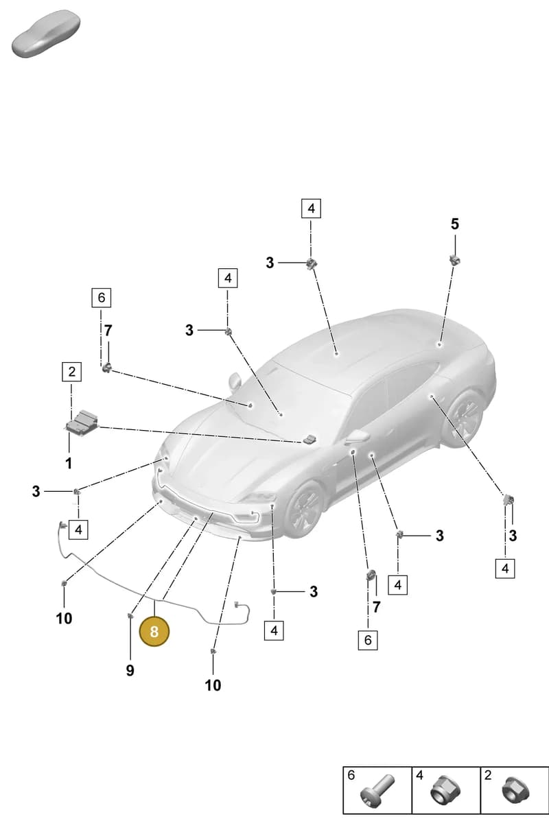 9J1959109B — Porsche Taycan Sport Turismo (2023-2025) diagram p64901900, position 8