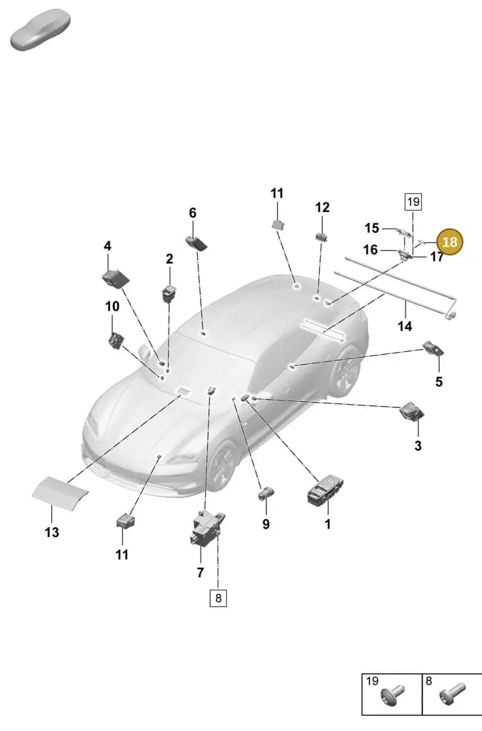 9J1959214B — Porsche Taycan Sport Turismo (2023-2025) diagram p64905400, position 18