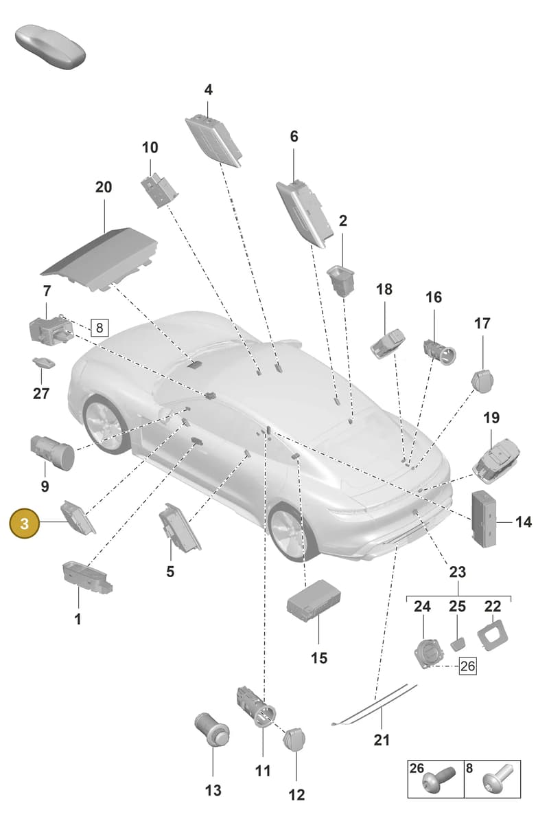 9J1962128AAHTO — Porsche Taycan Sport Turismo (2019-2024) diagram p56903050, position 3