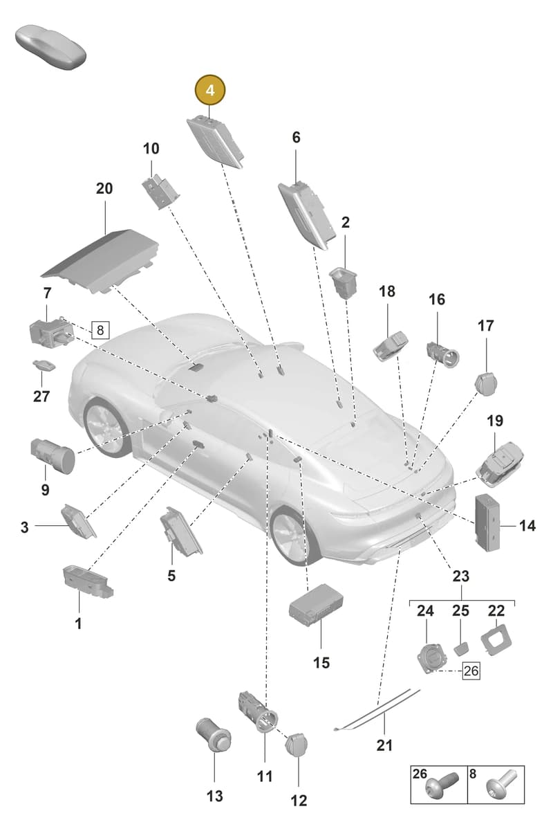9J1962128DHTO — Porsche Taycan Sport Turismo (2019-2024) diagram p56903050, position 4