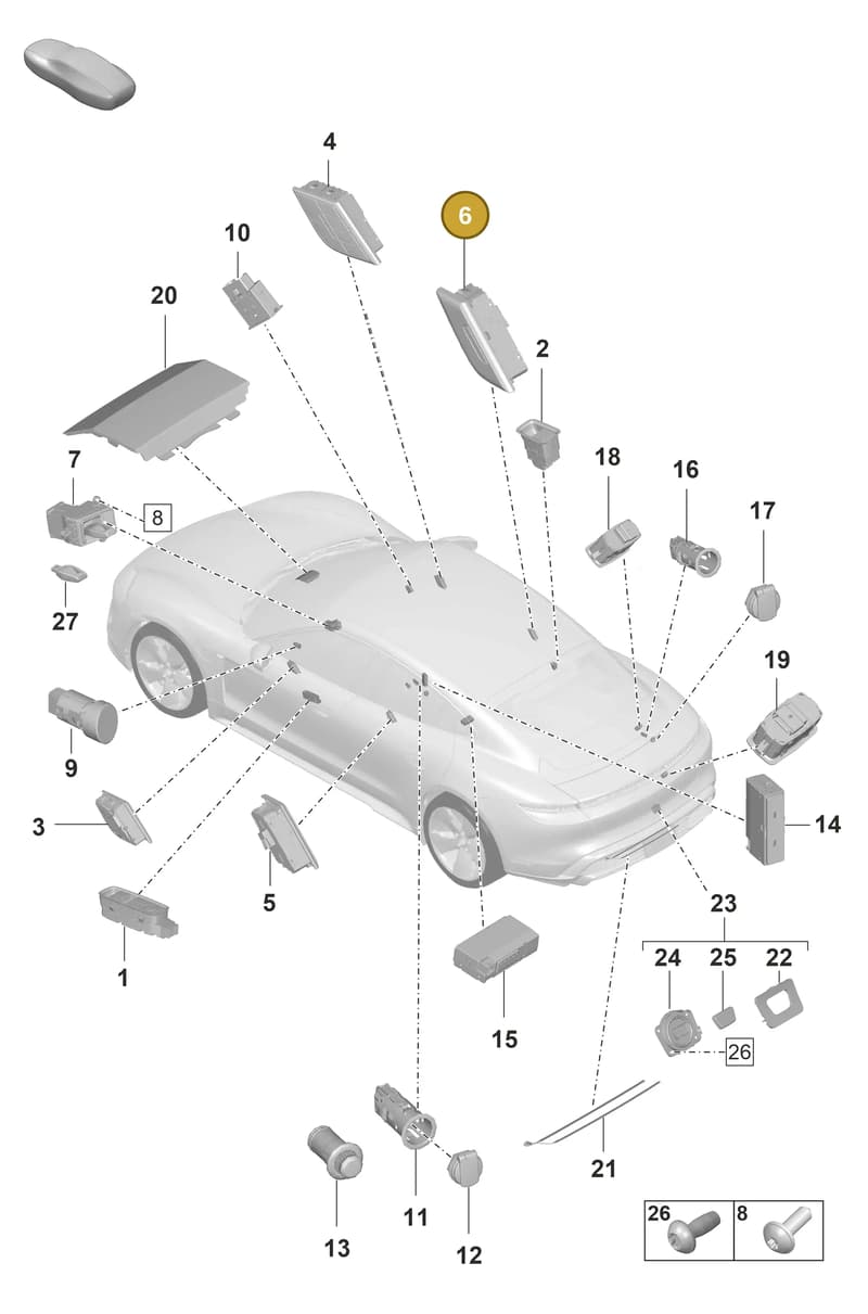 9J1962128JHTO — Porsche Taycan Sport Turismo (2019-2024) diagram p56903050, position 6