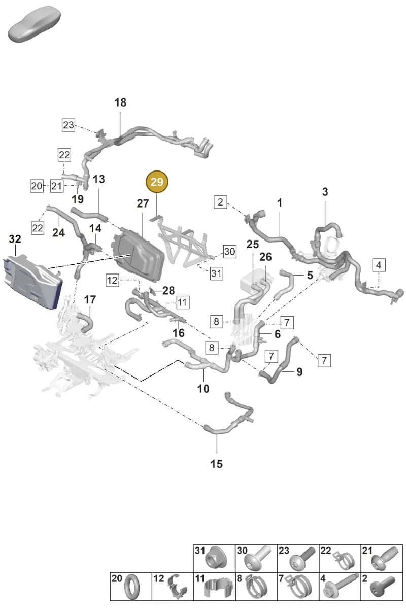 9J1963285A — Porsche Taycan Sport Turismo (2019-2024) diagram p56155060, position 29