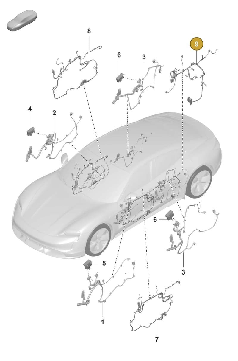 9J1971120BK — Porsche Taycan Sport Turismo (2019-2024) diagram p56902150, position 9