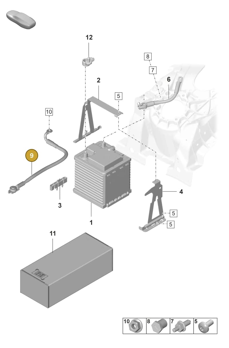 9J1971199A — Porsche Taycan Sport Turismo (2019-2024) diagram p56902060, position 9