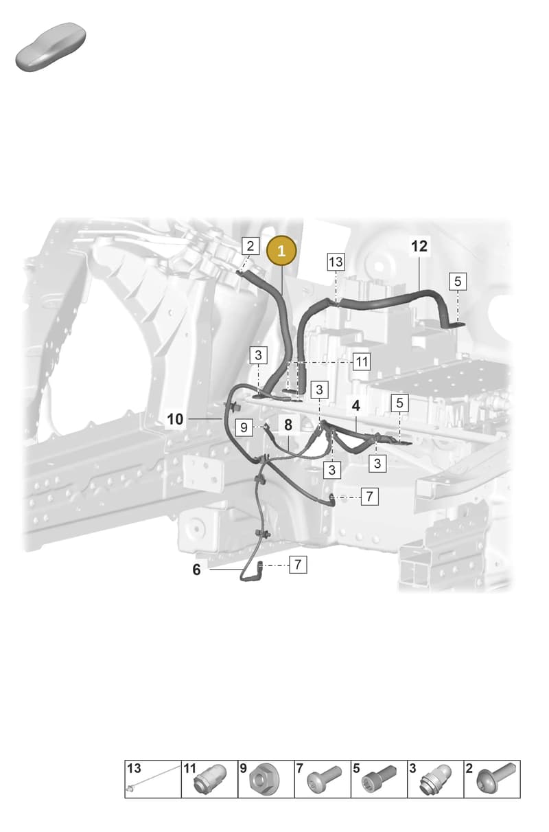 9J1971238A — Porsche Taycan Sport Turismo (2023-2025) diagram p56902070, position 1
