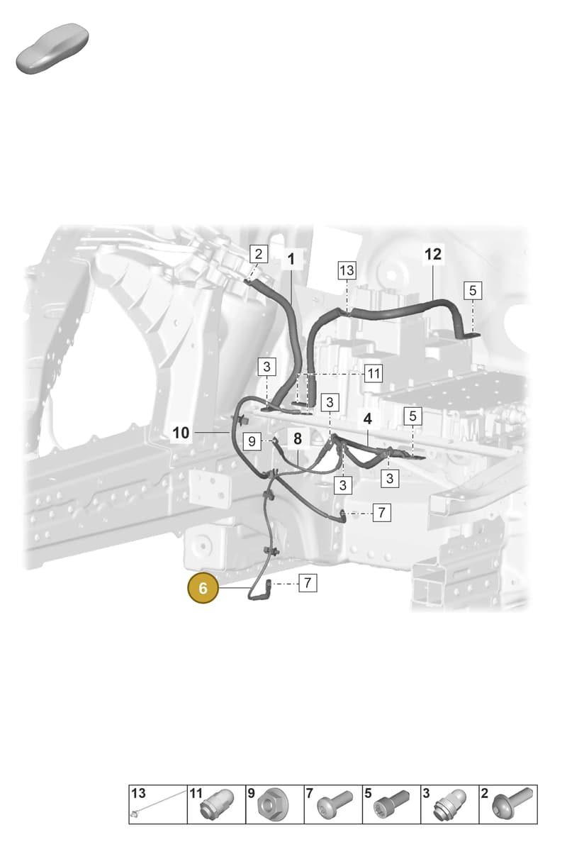 9J1971244M — Porsche Taycan Sport Turismo (2023-2025) diagram p56902070, position 6