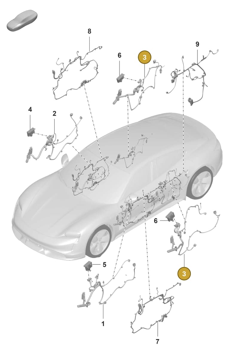 9J1971693D — Porsche Taycan Sport Turismo (2019-2024) diagram p56902150, position 3