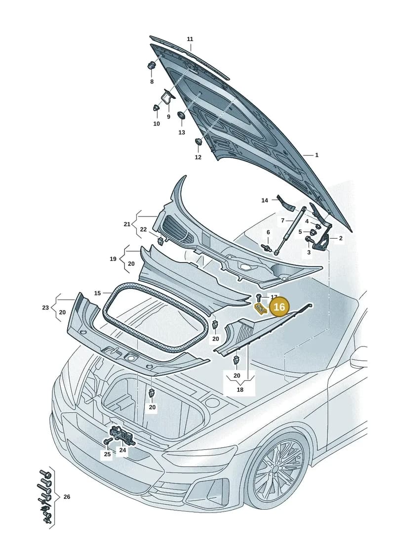 9JA868785A — Audi RS e-tron GT (2020-2025) diagram 4j1823000, position 16