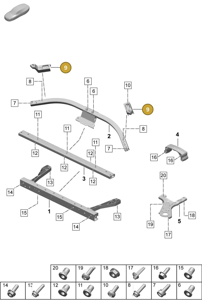9JA868785A — Porsche Taycan Sport Turismo (2023-2025) diagram p64801150, position 9