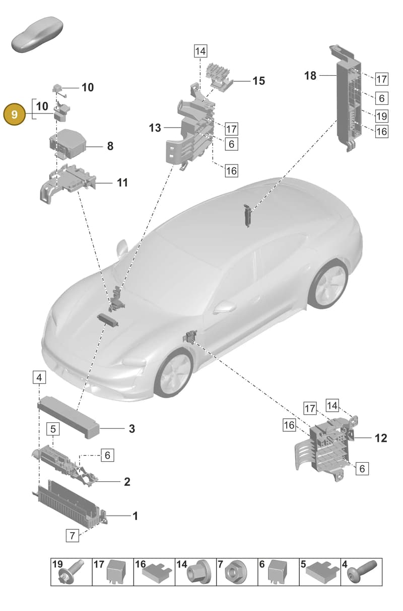 9JA937587 — Porsche Taycan Sport Turismo (2019-2024) diagram p56902000, position 9