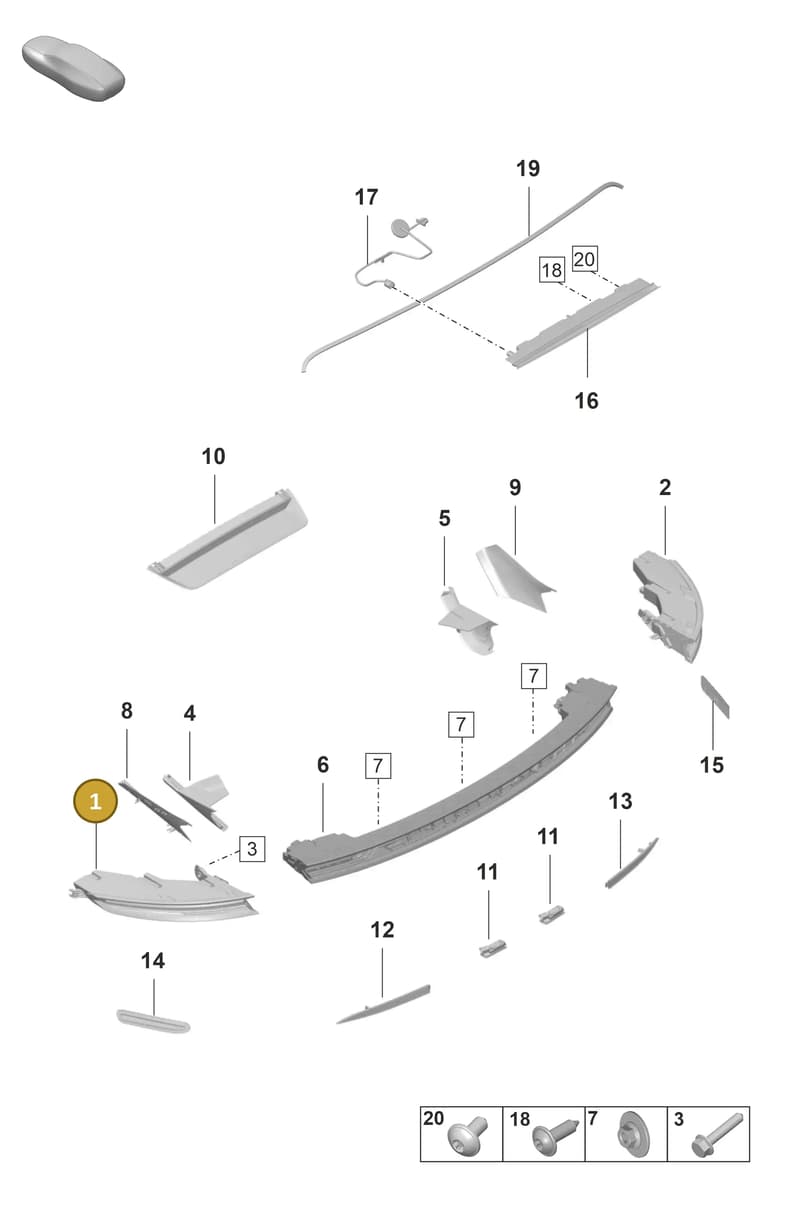 9JA945207G — Porsche Taycan Sport Turismo (2019-2024) diagram p56905050, position 1